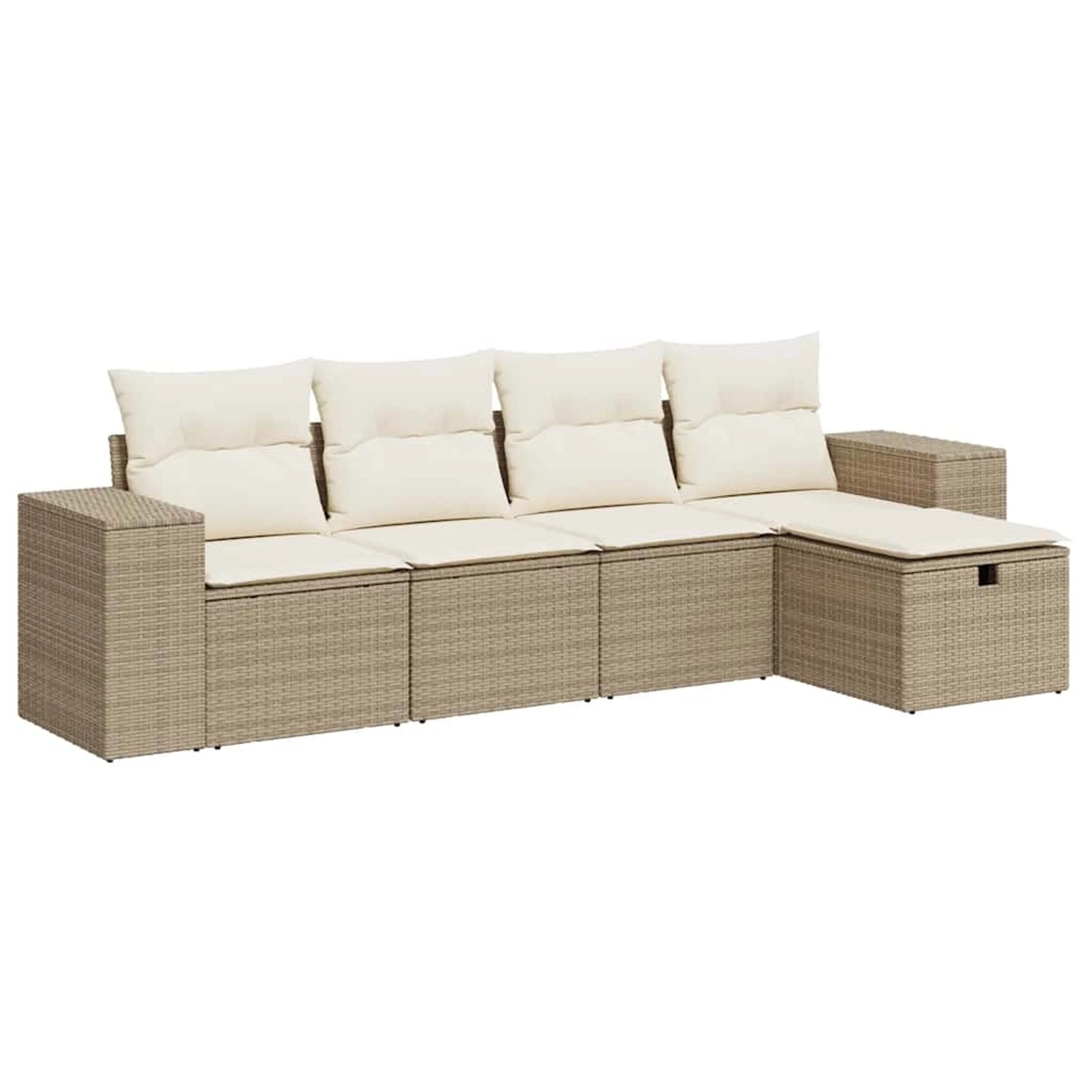 vidaXL 5-Tlg Garten-Sofagarnitur mit Kissen Beige Poly Rattan 3325664 günstig online kaufen