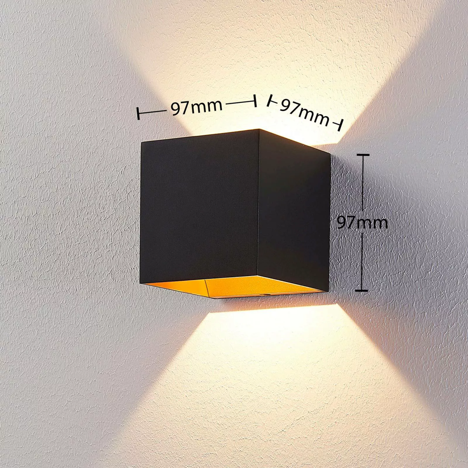 Arcchio LED-Wandlampe Zuzana, eckig, schwarz, 9,7 cm breit günstig online kaufen