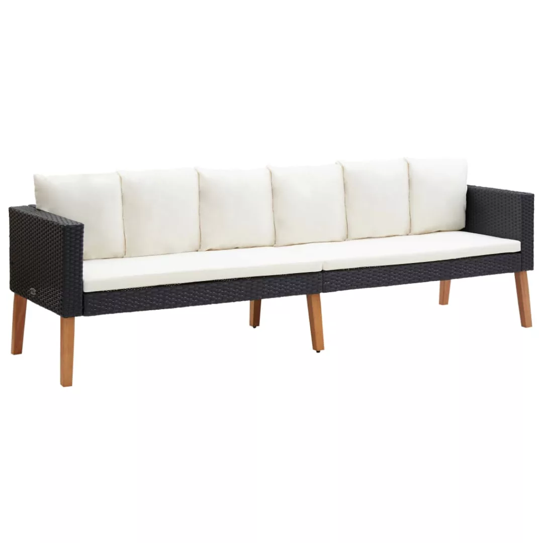 3-sitzer-gartensofa Mit Auflagen Poly Rattan Schwarz günstig online kaufen