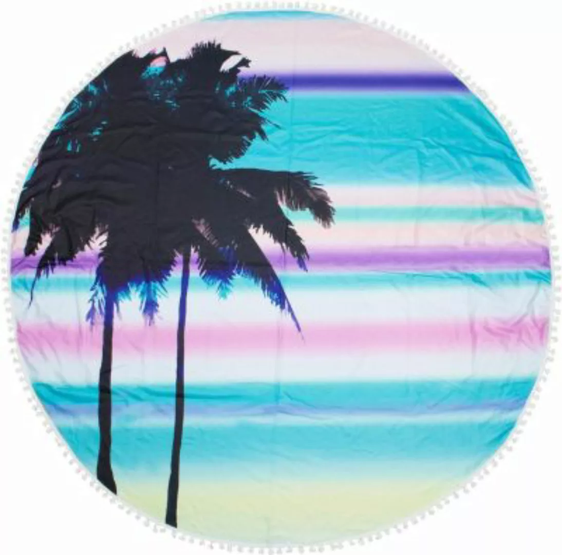 styleBREAKER Rundes Strandtuch mit Palmen und Sonnenuntergang türkis Gr. 15 günstig online kaufen
