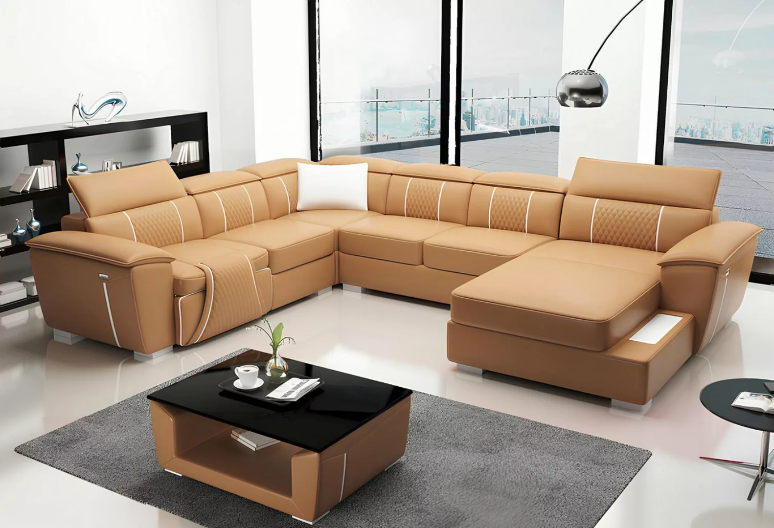 Xlmoebel Sofa Sofa aus Leder mit modernem Design, Polsterung, Sitzfläche, H günstig online kaufen