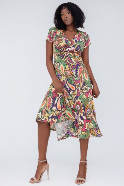 YC Fashion & Style Sommerkleid mit farbigem Paisley-Druck und Raffung mit A günstig online kaufen