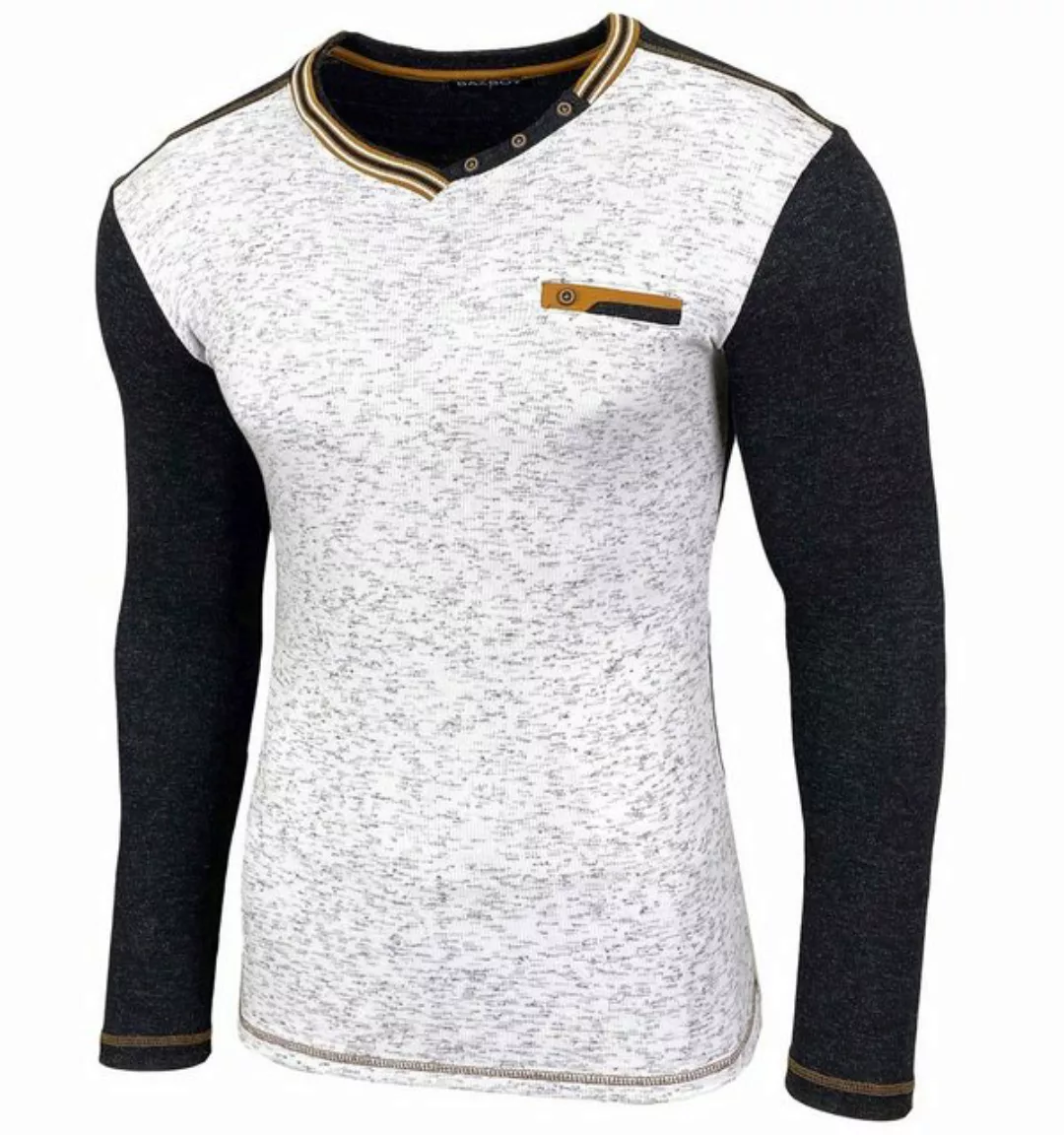 Baxboy Longshirt Baxboy Herren Longsleeve V-Ausschnitt Männer Langarm T-Shi günstig online kaufen