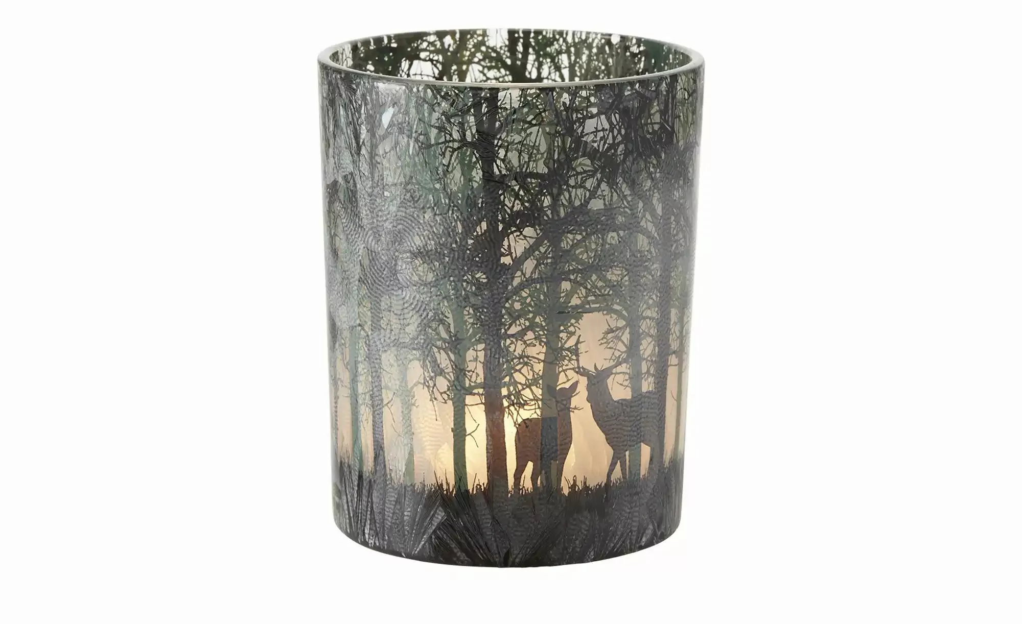 HOME STORY Windlicht ¦ schwarz ¦ Glas  ¦ Maße (cm): H: 12,5  Ø: 10 Weihnach günstig online kaufen