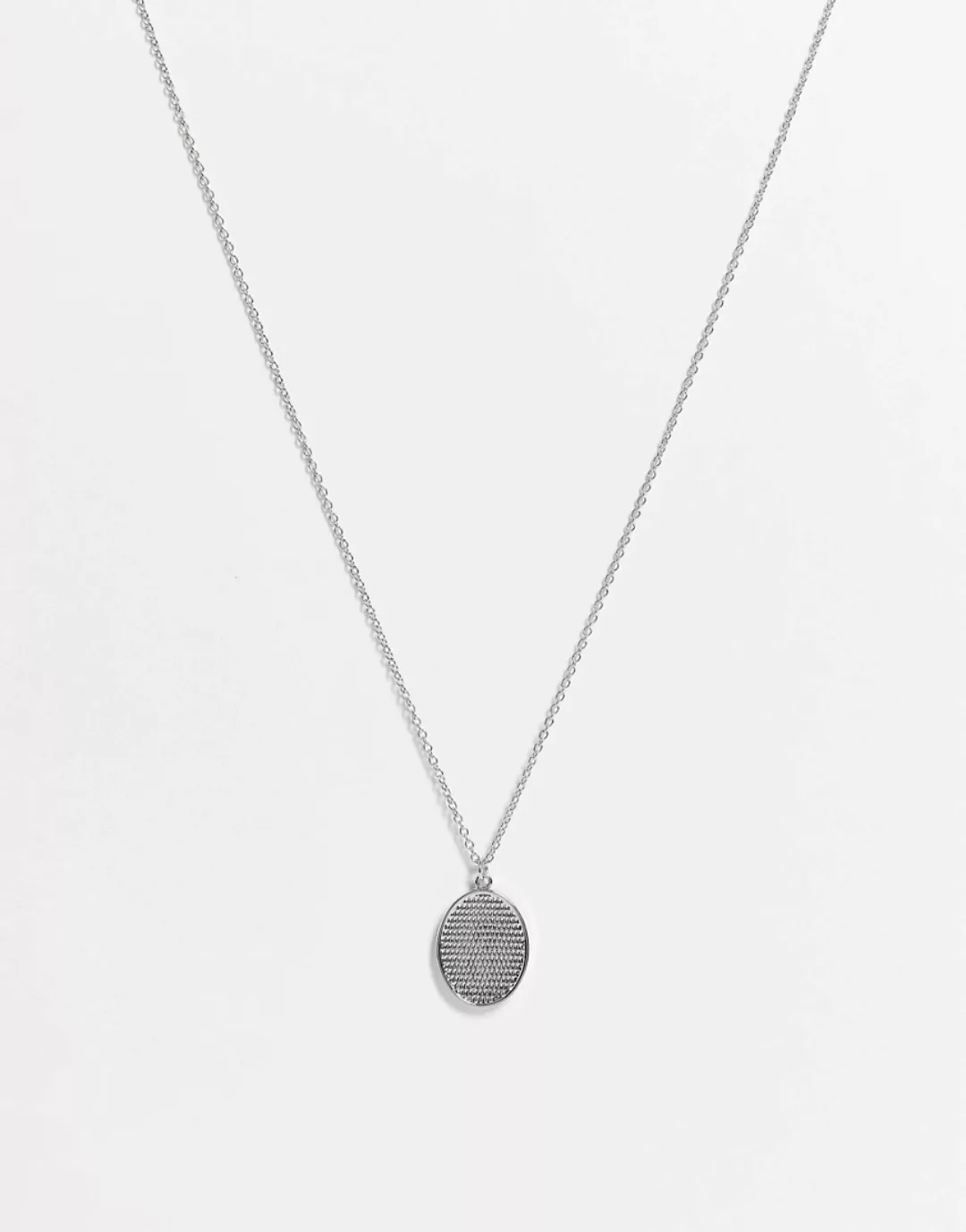 River Island – Halskette mit ovalem, strukturiertem Anhänger-Silber günstig online kaufen