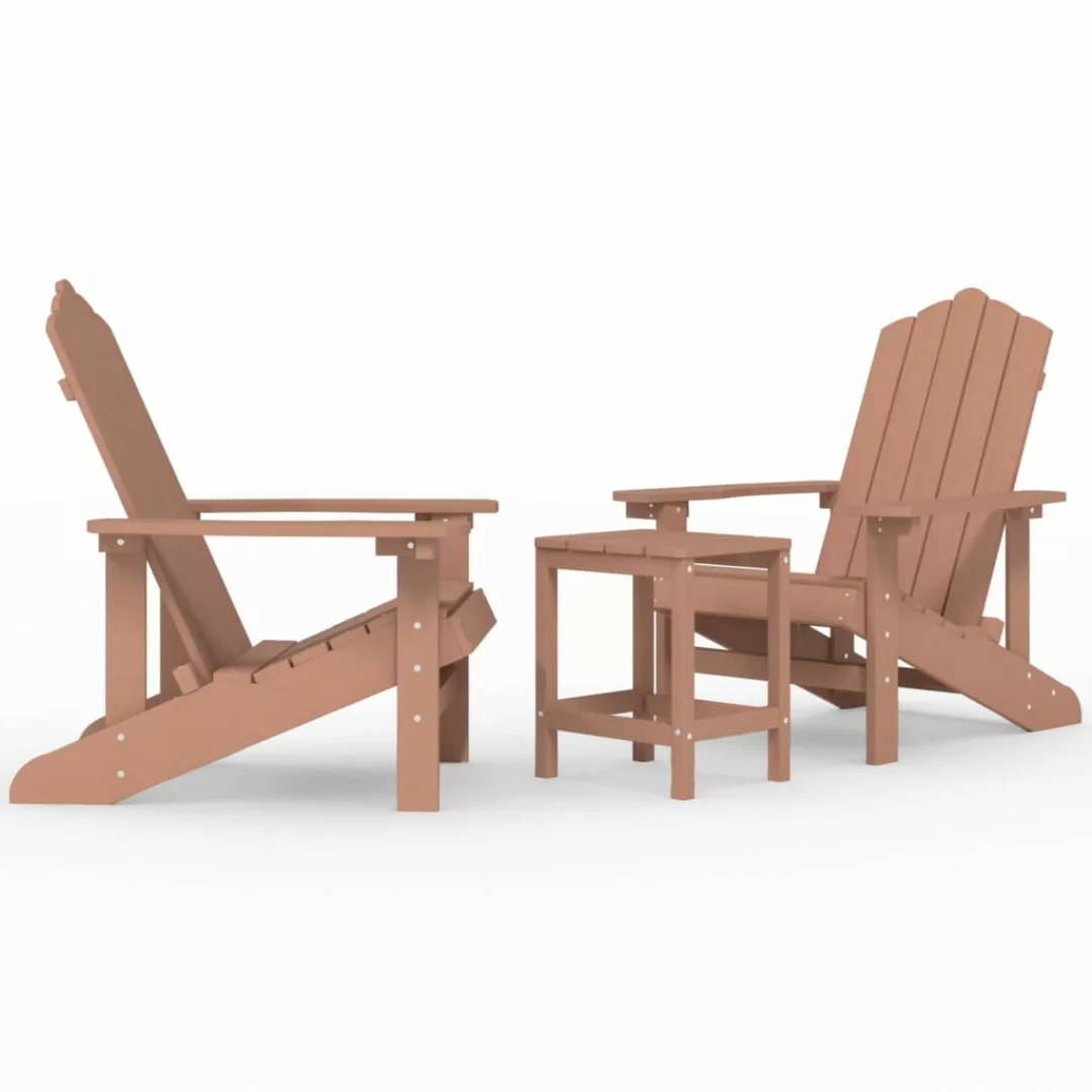 Vidaxl Adirondack-gartenstühle Mit Tisch Hdpe Braun günstig online kaufen