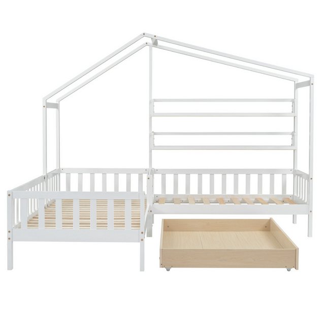 OKWISH Kinderbett Kinderbett, Hausbett, L-Struktur, Bett, Einzelbett (90x20 günstig online kaufen