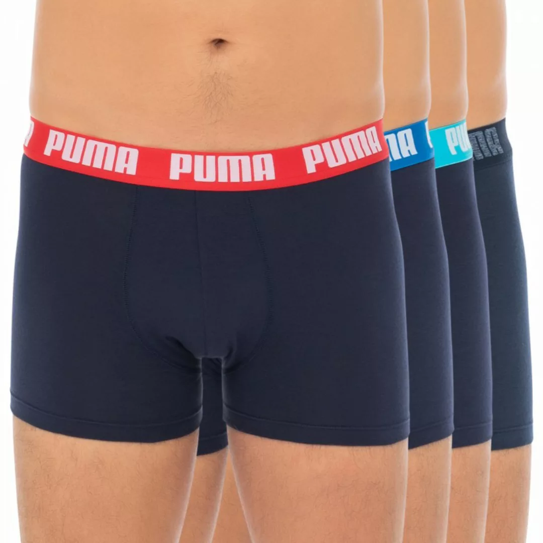 Puma 4-er Set Boxer Blau mit verschiedenfarbigem Webbund günstig online kaufen