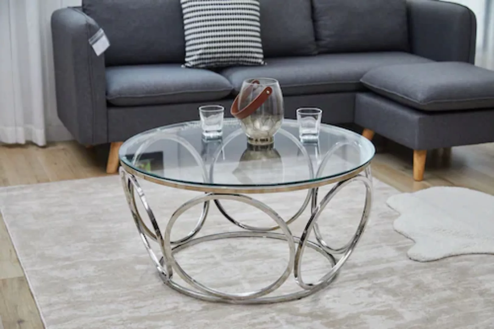 SalesFever Couchtisch, mit Design-Gestell aus Stainless Steel günstig online kaufen