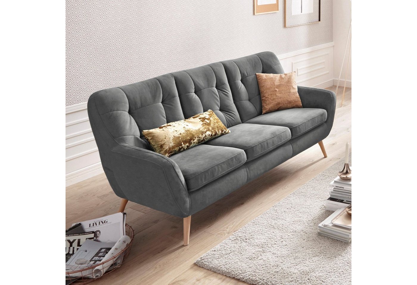 exxpo - sofa fashion 3-Sitzer "Scandi, bequem, aufwendige Rückenpolsterung günstig online kaufen