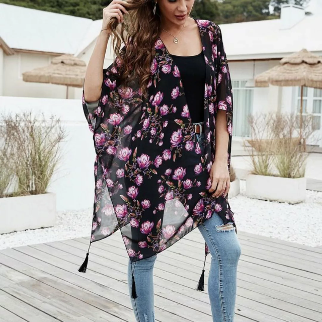 AUKUU Strandkleid Frühling und Sommer bedruckte Modejacke lässiger Frauen U günstig online kaufen