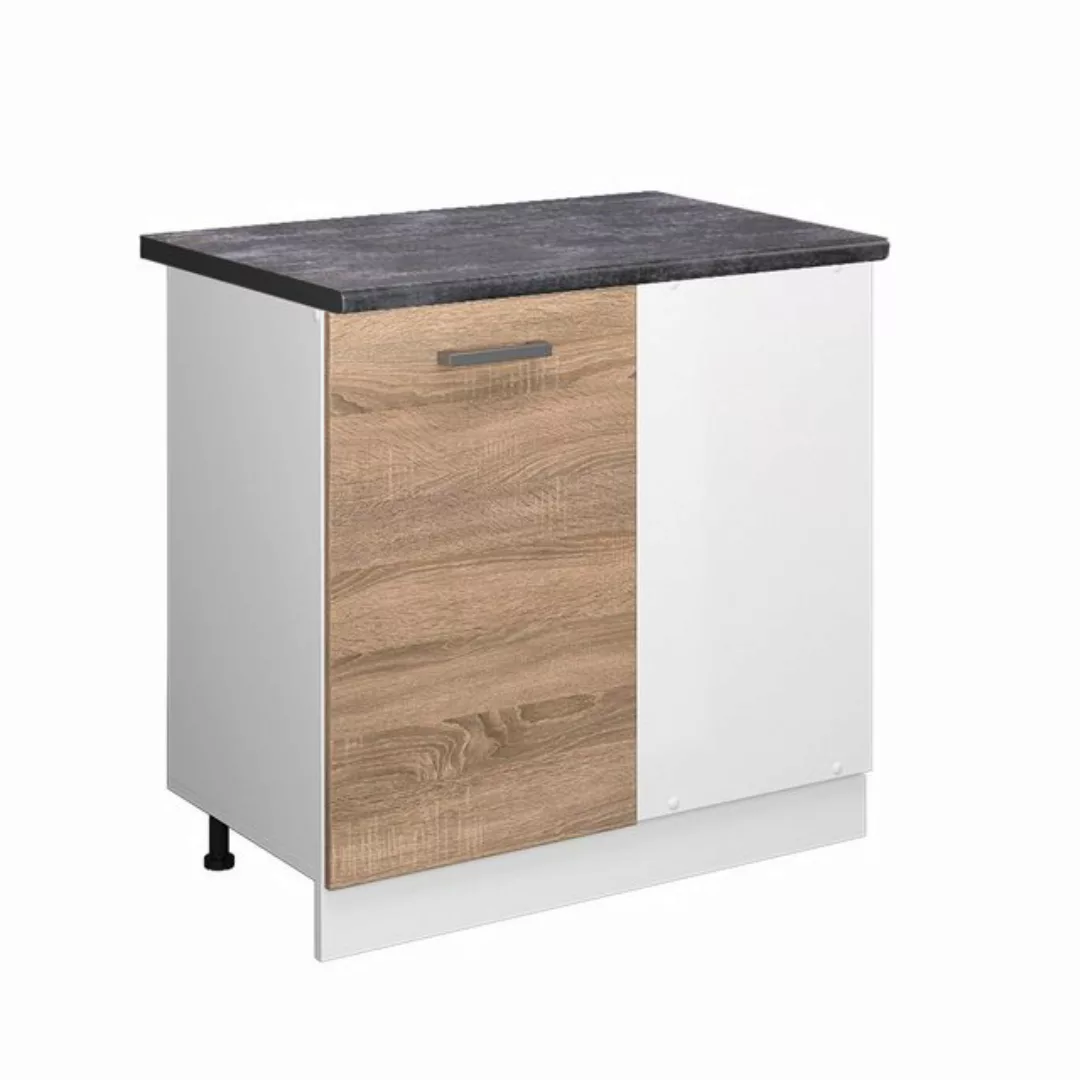 Vicco Eckunterschrank R-Line, Sonoma/Weiß, 86 cm, AP Anthrazit günstig online kaufen