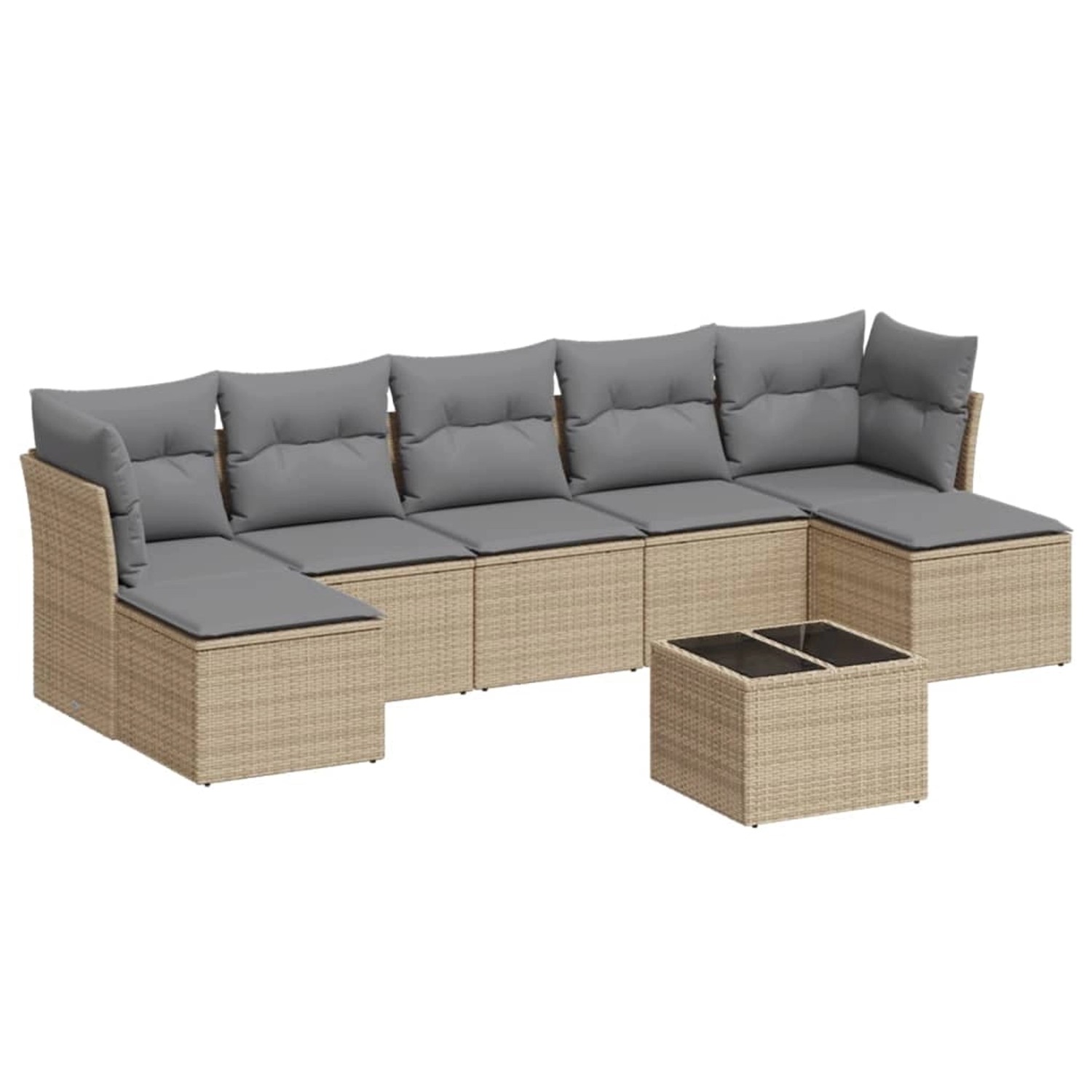 vidaXL 8-Tlg Garten-Sofagarnitur mit Kissen Beige Poly Rattan 3218039 günstig online kaufen