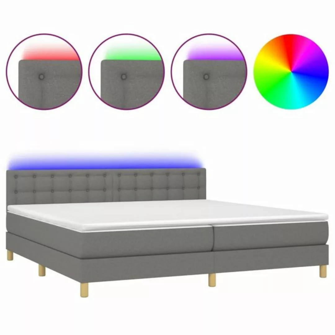 vidaXL Bettgestell Boxspringbett mit Matratze LED Dunkelgrau 200x200 cm Sto günstig online kaufen