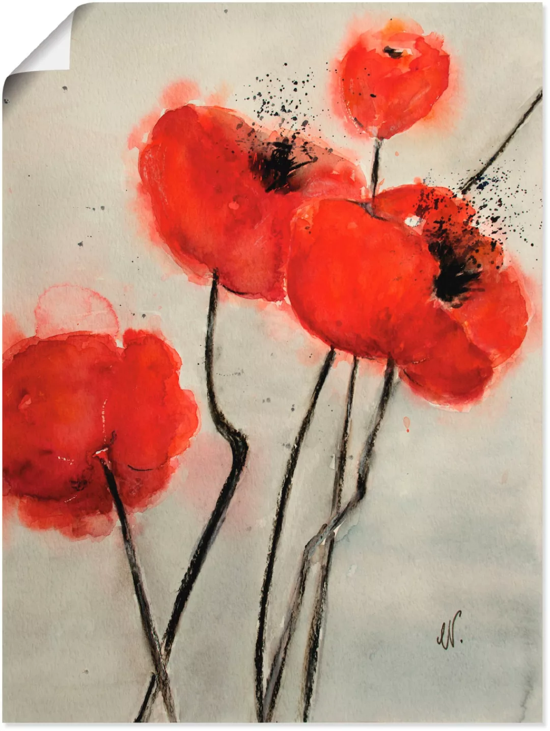 Artland Wandbild "Roter Mohn", Blumen, (1 St.), als Leinwandbild, Poster in günstig online kaufen