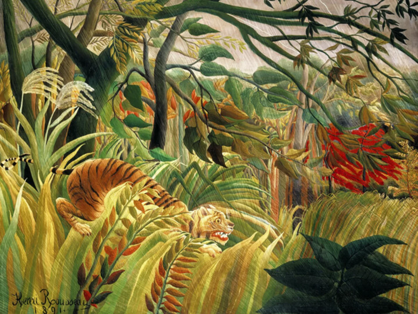 Poster / Leinwandbild - Henri Rousseau: Tiger In Einem Tropischen Sturm günstig online kaufen
