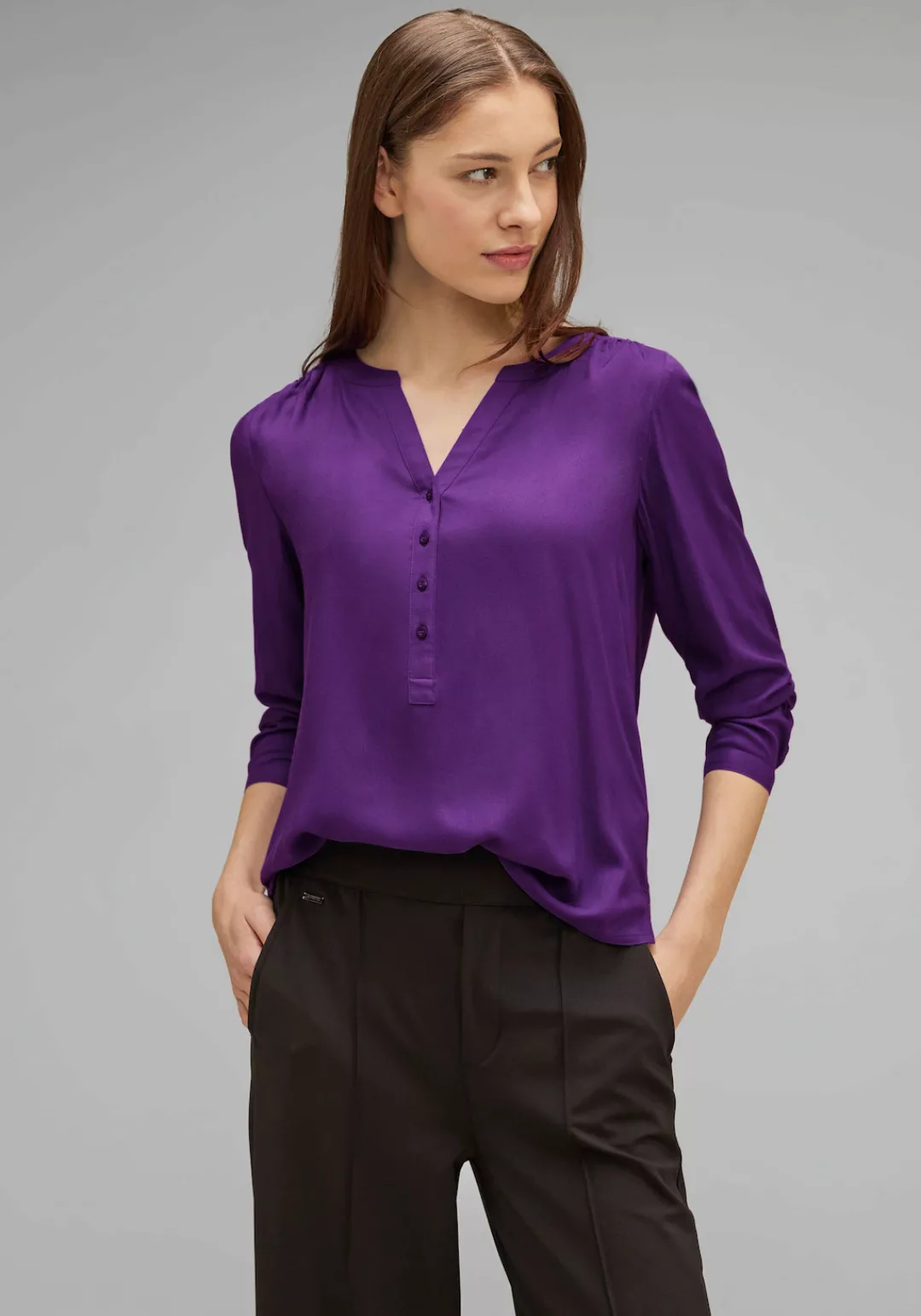 STREET ONE Shirtbluse "Style Bamika", mit Seitenschlitzen günstig online kaufen