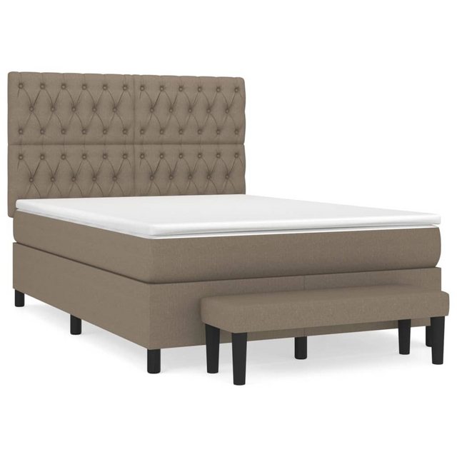 vidaXL Boxspringbett, Boxspringbett mit Matratze Taupe 140x200 cm Stoff günstig online kaufen