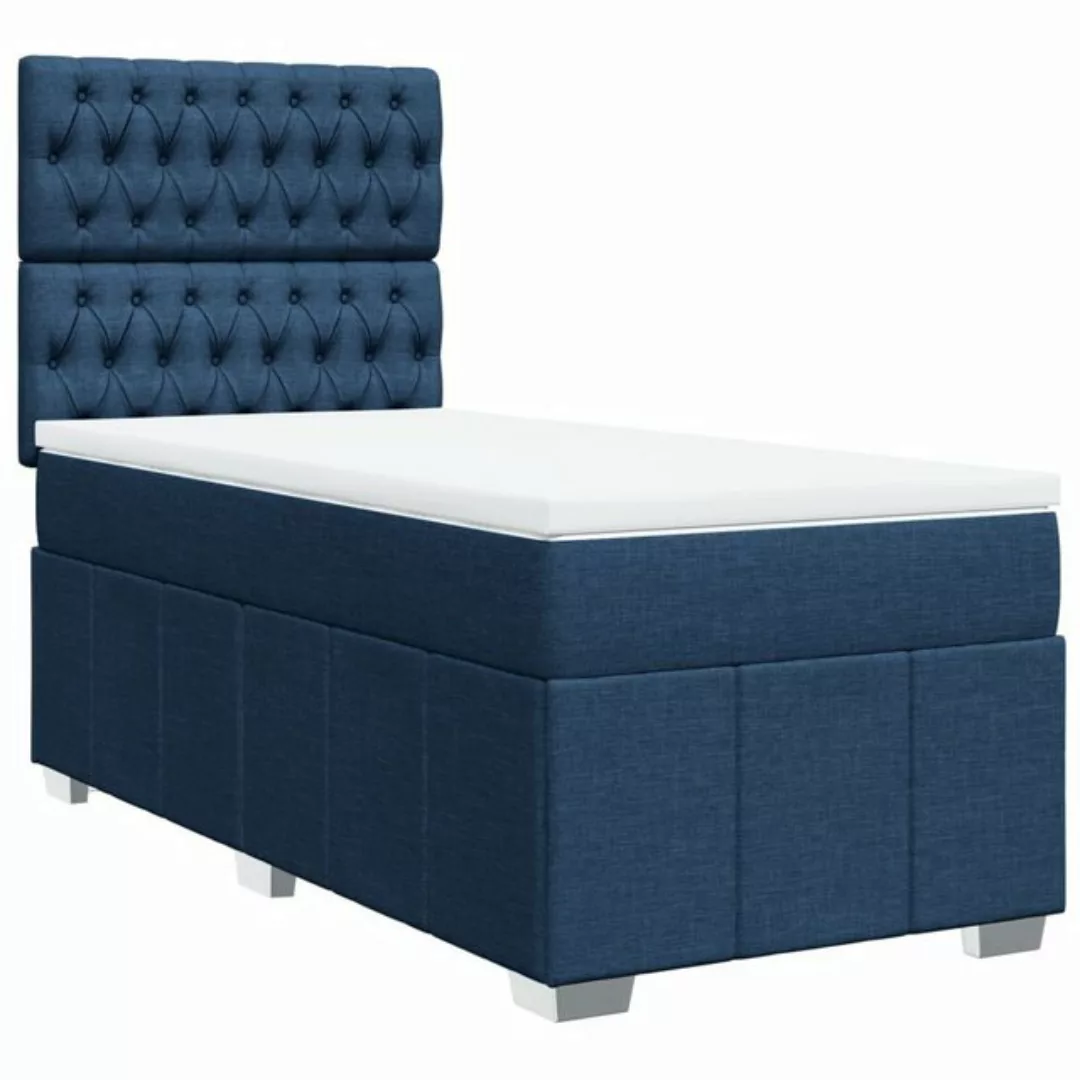 vidaXL Bett Boxspringbett mit Matratze Blau 90x190 cm Stoff günstig online kaufen