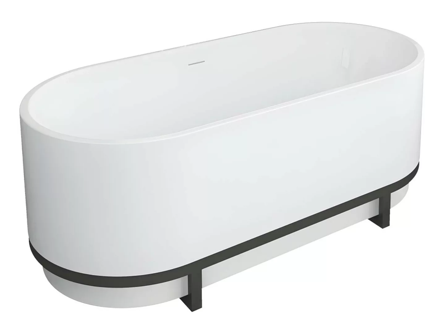 Freistehende Badewanne oval - Acryl - 230 L - 160 x 75 x 60  cm - Weiß - PL günstig online kaufen