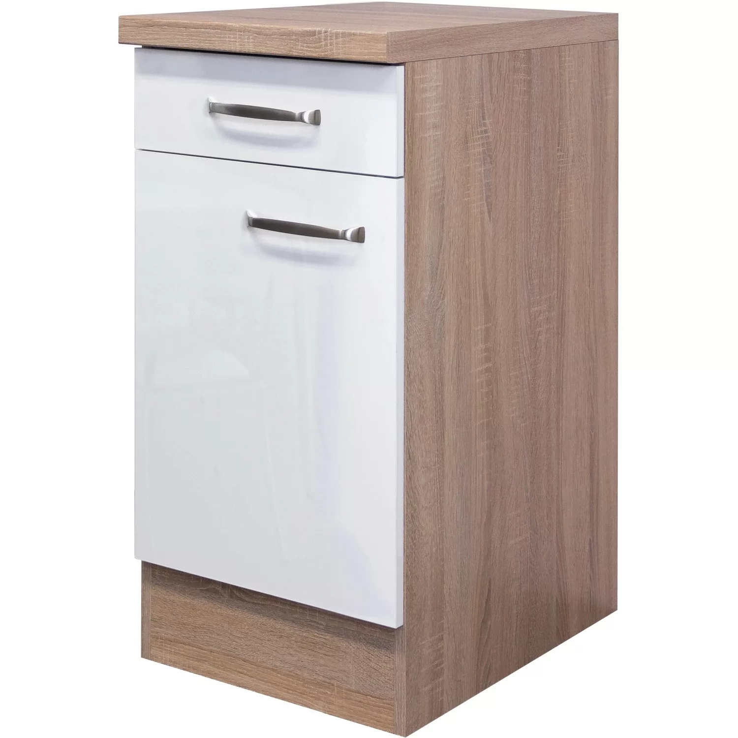 Flex-Well Exclusiv Unterschrank Valero 50 cm Hochglanz Weiß-Sonoma Eiche günstig online kaufen