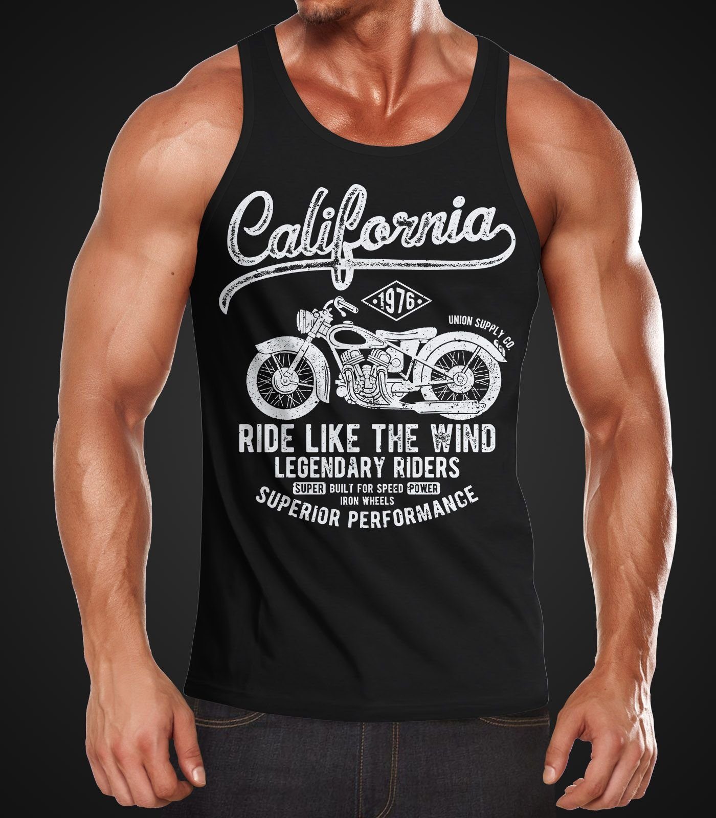 Neverless Tanktop Herren Tank-Top California Motorbike günstig online kaufen