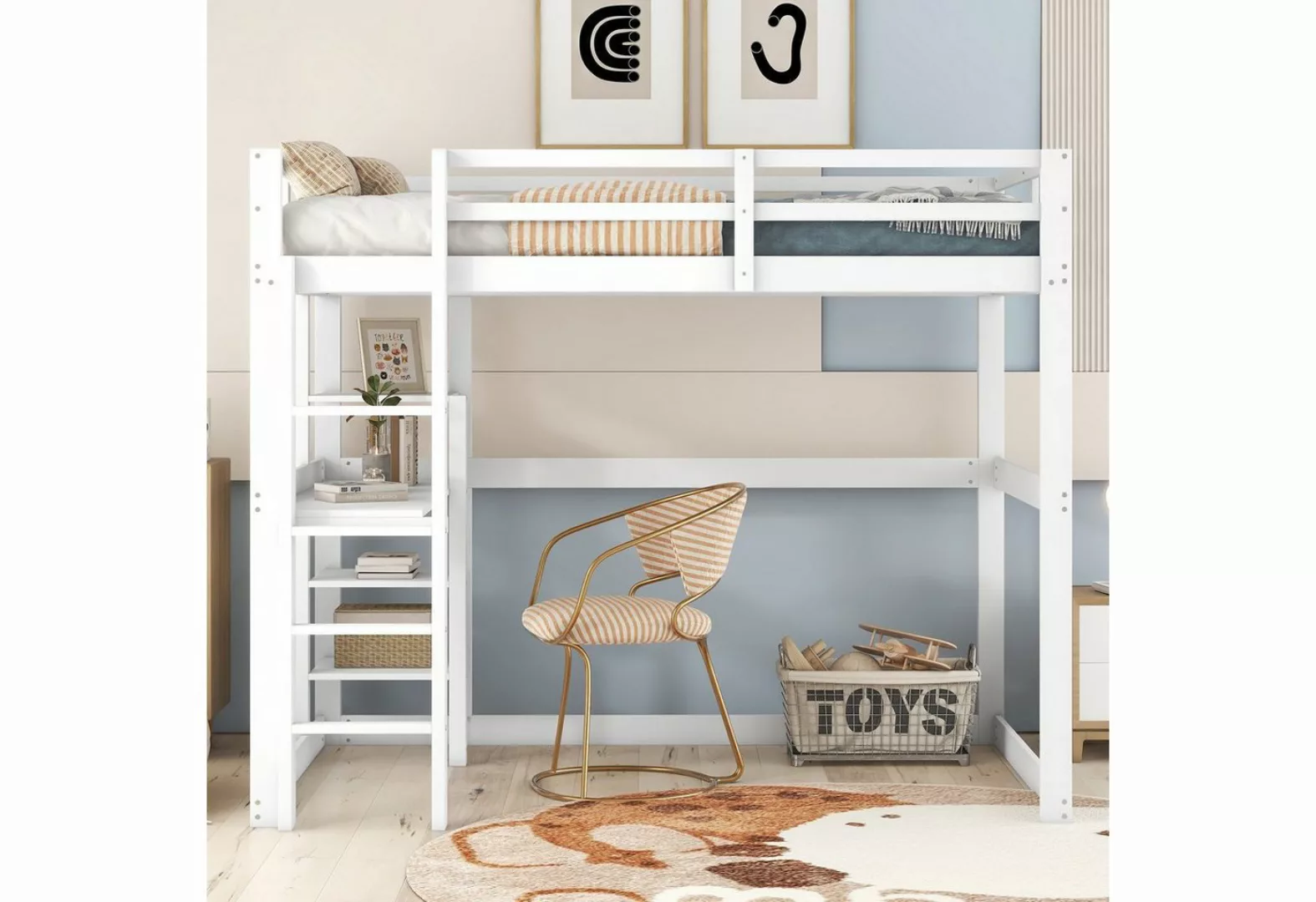 OKWISH Bett Kinderbett, Betten für Zuhause 140 X 200 cm (mit 4 Ablagefächer günstig online kaufen