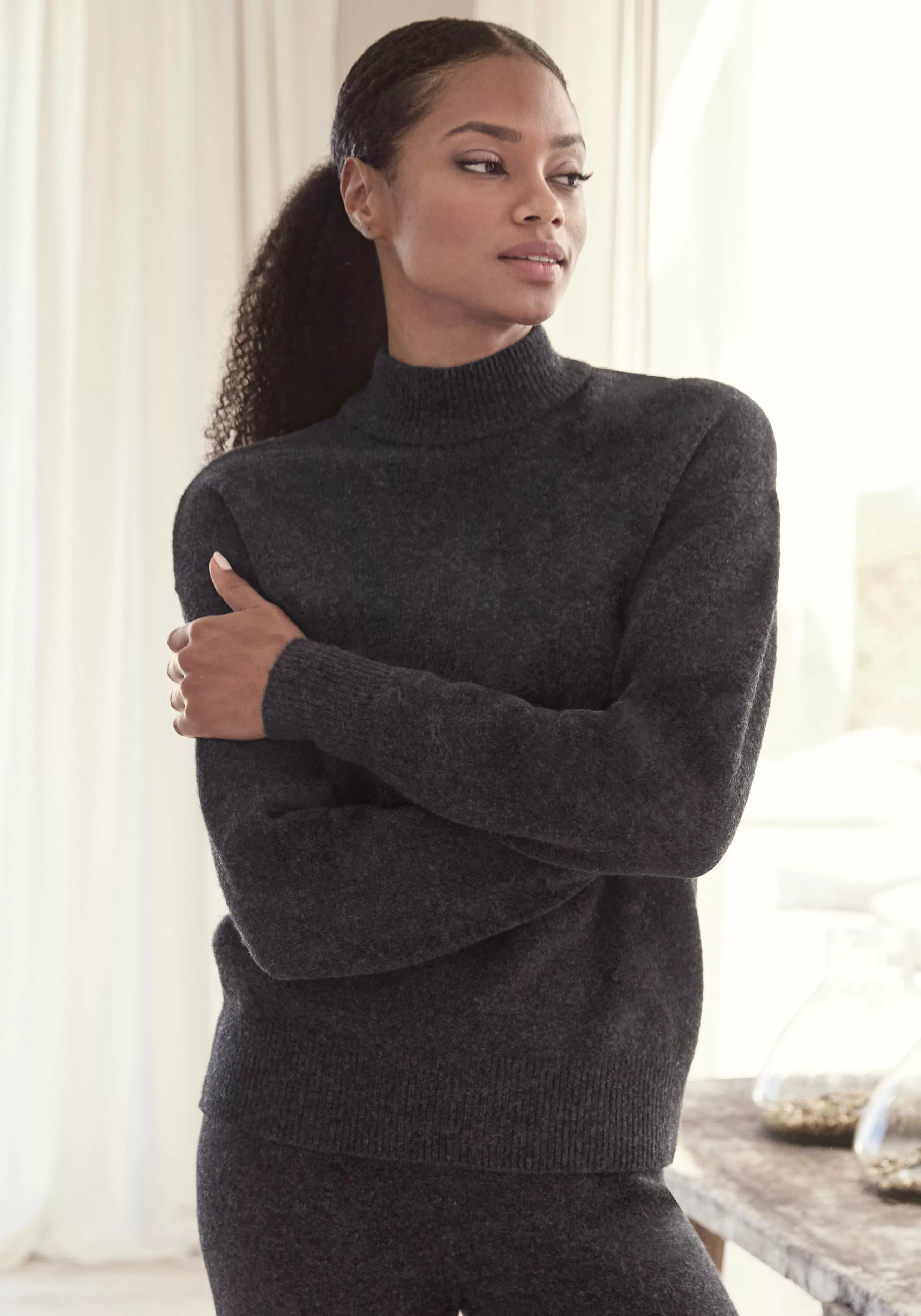 LASCANA Strickpullover, mit Stehkragen und Rippbündchen, Loungewear günstig online kaufen