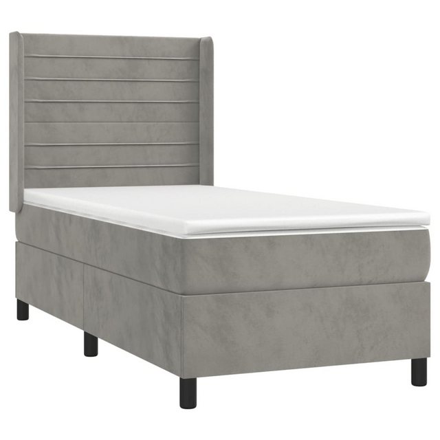 vidaXL Bett Boxspringbett mit Matratze & LED Hellgrau 90x190 cm Samt günstig online kaufen