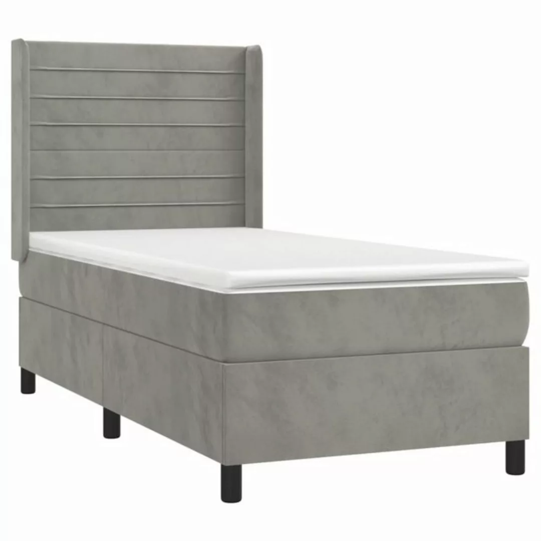 vidaXL Boxspringbett mit Matratze Hellgrau 90x190 cm Samt1537348 günstig online kaufen