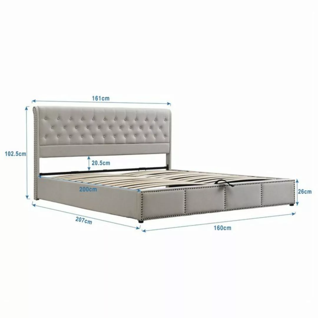SOFTWEARY Stauraumbett Doppelbett mit Lattenrost und Bettkasten (160x200 cm günstig online kaufen
