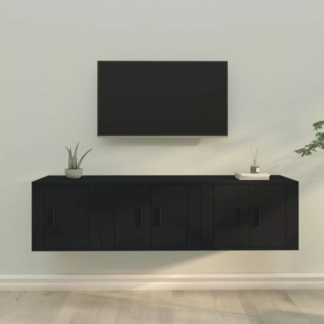 Vidaxl 3-tlg. Tv-schrank-set Schwarz Holzwerkstoff günstig online kaufen