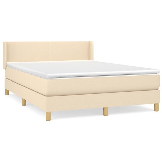 vidaXL Boxspringbett Boxspringbett mit Matratze Creme 140x200 cm Stoff Bett günstig online kaufen