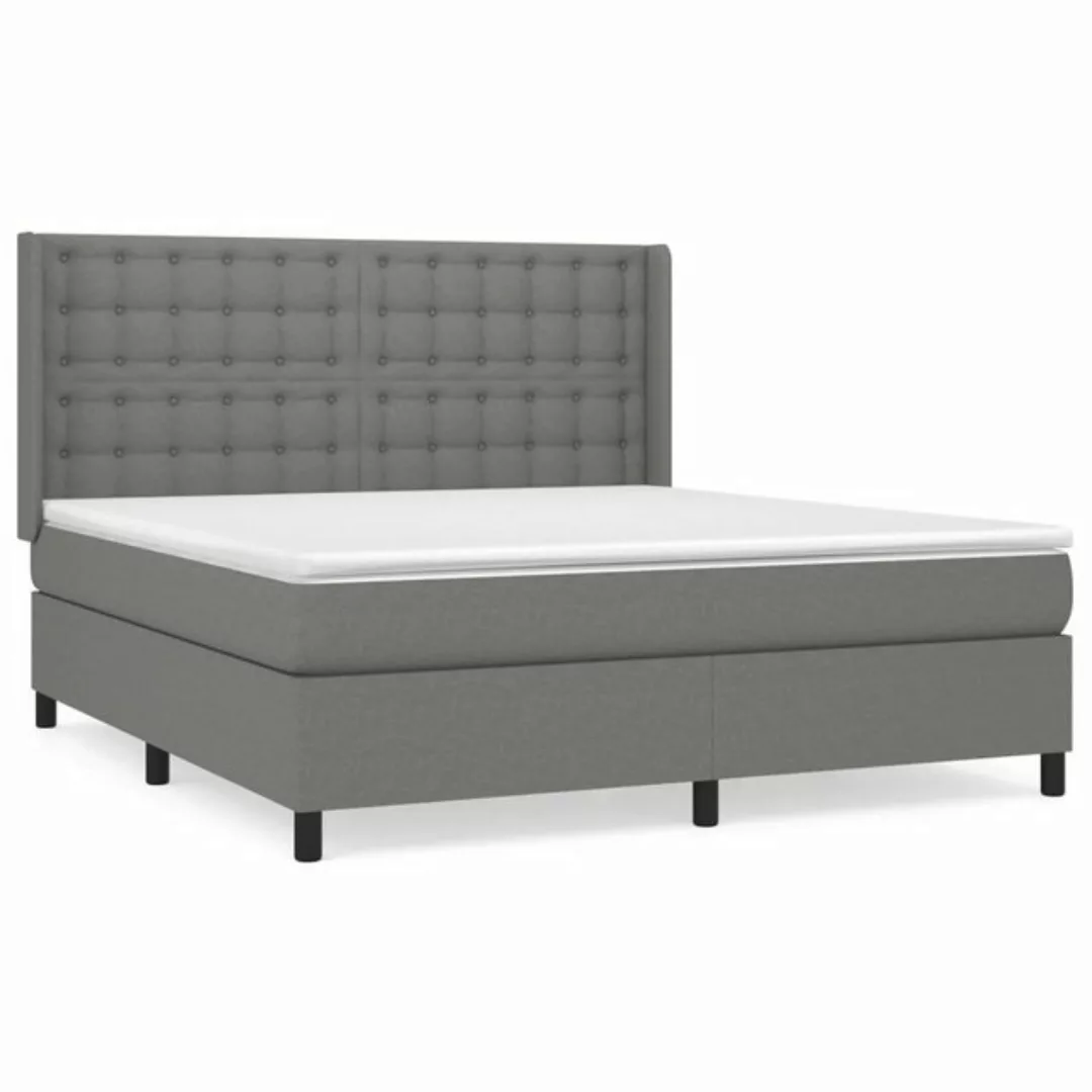 vidaXL Bettgestell Boxspringbett mit Matratze Dunkelgrau 180x200 cm Stoff B günstig online kaufen