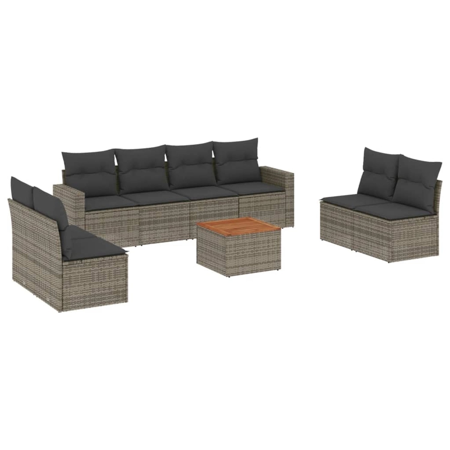 vidaXL 9-Tlg Garten-Sofagarnitur mit Kissen Grau Poly Rattan 3256417 günstig online kaufen