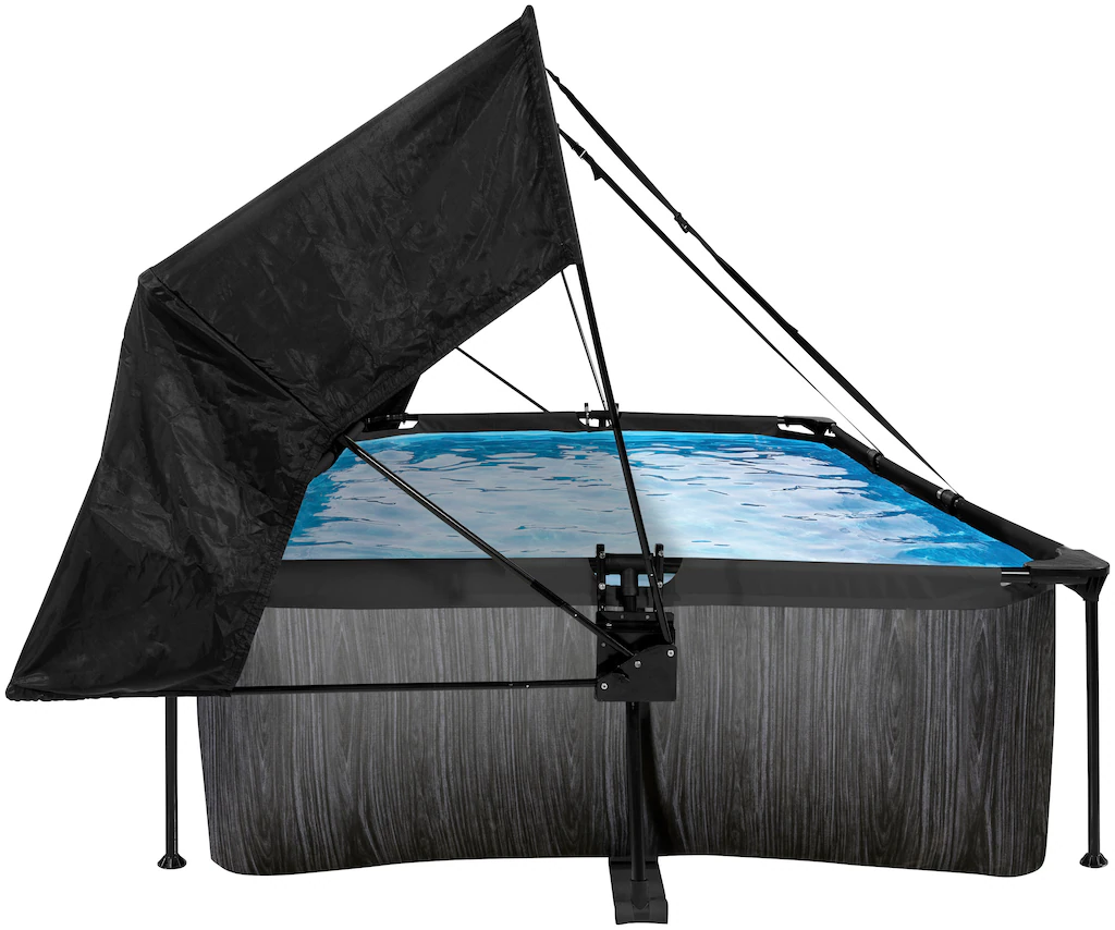 EXIT Framepool "Black Wood Pool 220x150x65cm", mit Filterpumpe und Sonnense günstig online kaufen