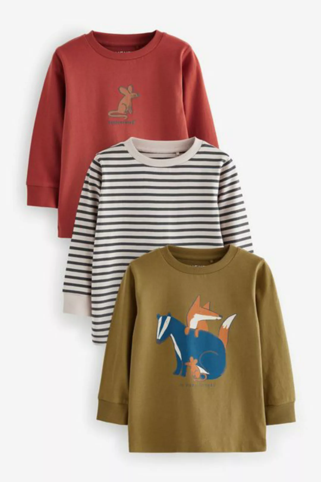 Next Langarmshirt 3er-Pack Langarmshirts mit Tiermotiven (3-tlg) günstig online kaufen