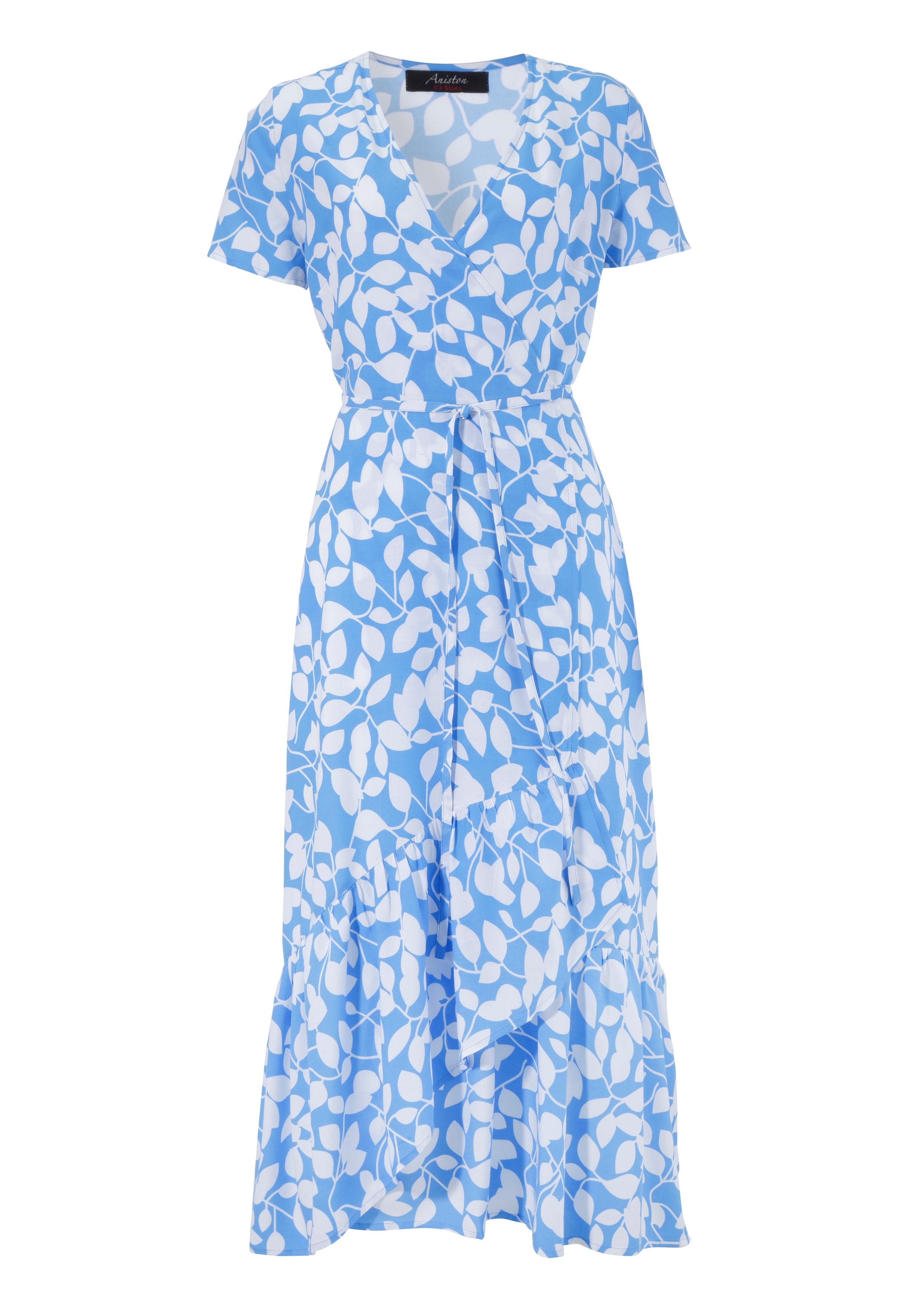 Aniston CASUAL Wickelkleid, mit graphischen Blätterdruck günstig online kaufen