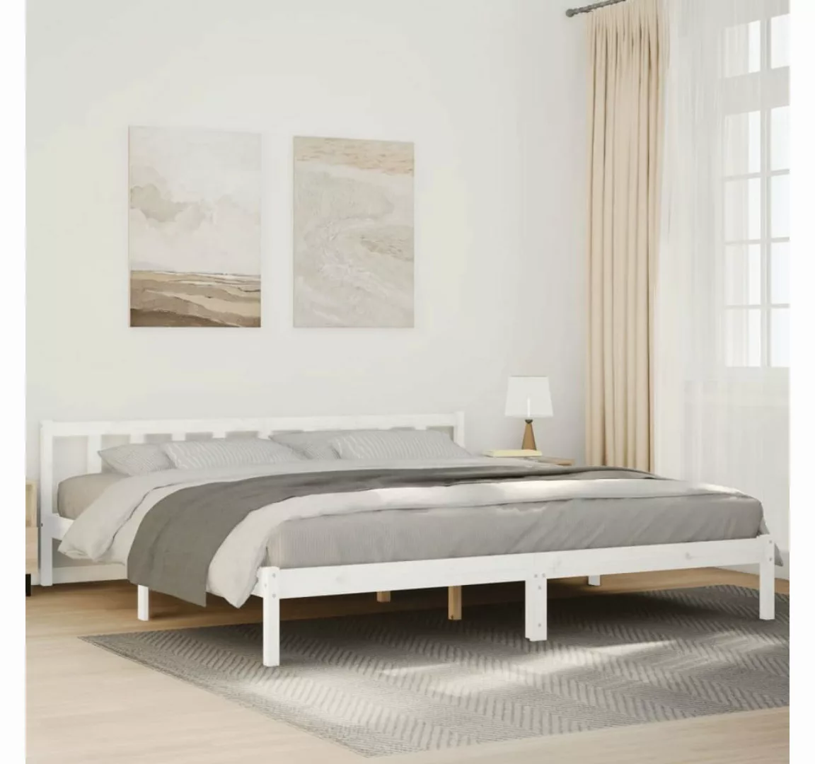 vidaXL Bett, Massivholzbett Extra Lang ohne Matratze Weiß 200x210 Kieferhol günstig online kaufen