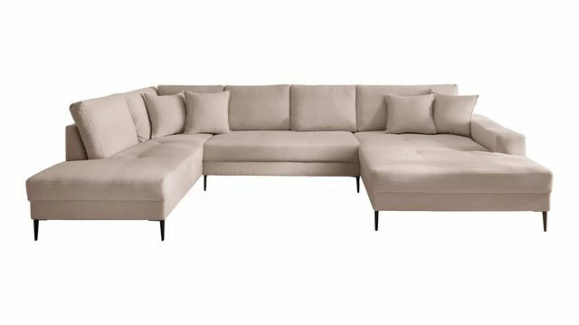 Massivart® Wohnlandschaft SUMMER Cord beige / 360 cm, Cordsofa / Nosagunter günstig online kaufen