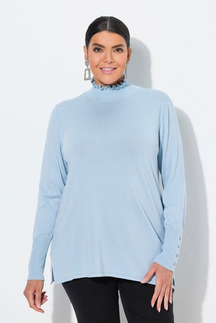 Ulla Popken Strickpullover Pullover gekräuselter Stehkragen günstig online kaufen