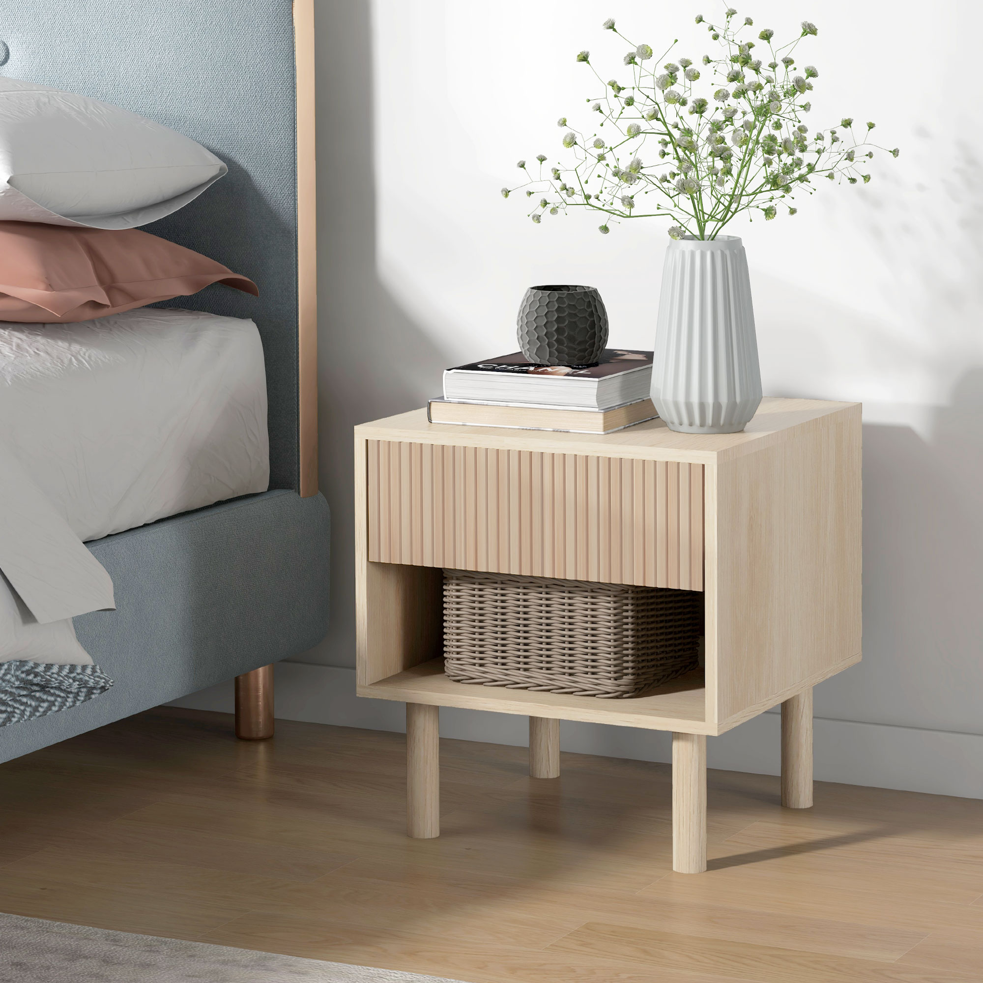 HOMCOM Nachttisch Nachtschrank mit Schublade und Fach Skandinavischer Stil günstig online kaufen