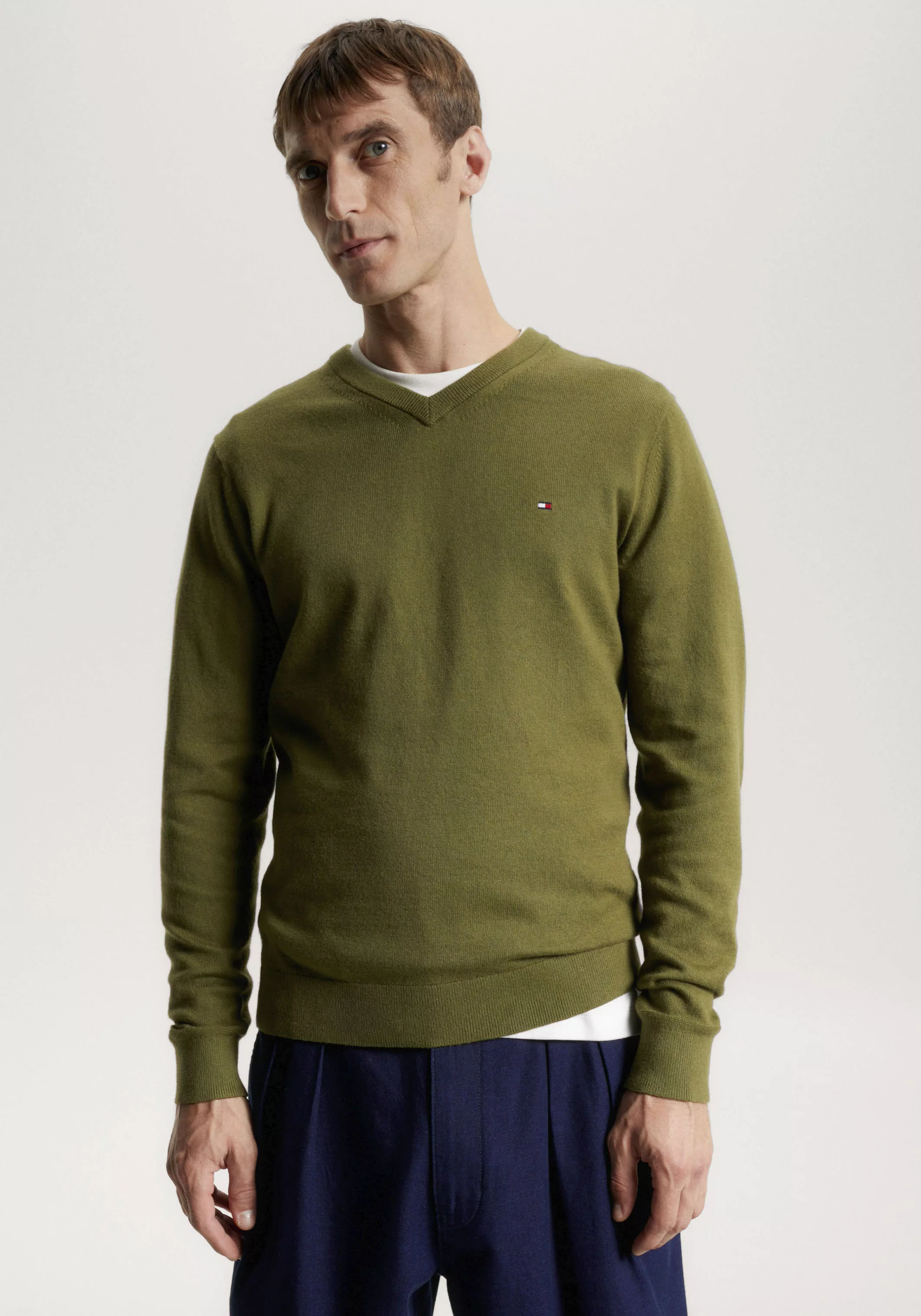 Tommy Hilfiger V-Ausschnitt-Pullover "PIMA ORG CTN CASHMERE V NECK" günstig online kaufen