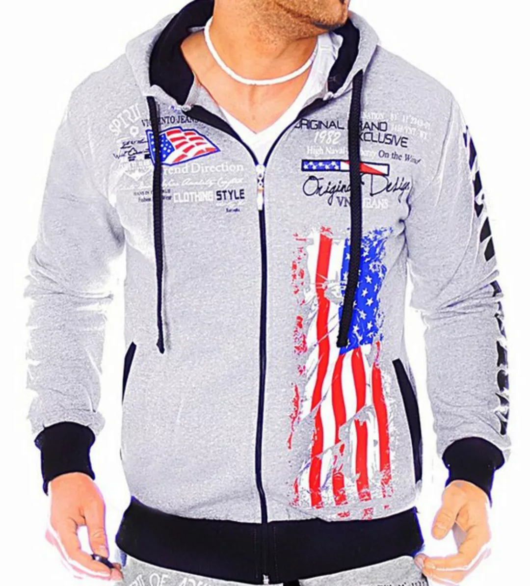 Violento Collegejacke Herren Sweatjacke Sportjacke Joggingjacke mit lässige günstig online kaufen