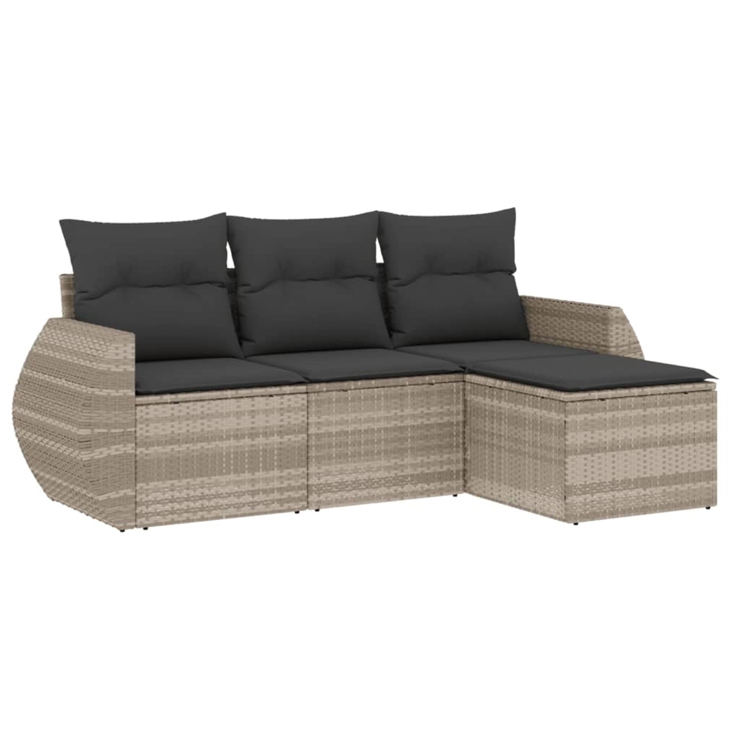 vidaXL 4-Tlg Garten-Sofagarnitur mit Kissen Hellgrau Poly Rattan 3253609 günstig online kaufen
