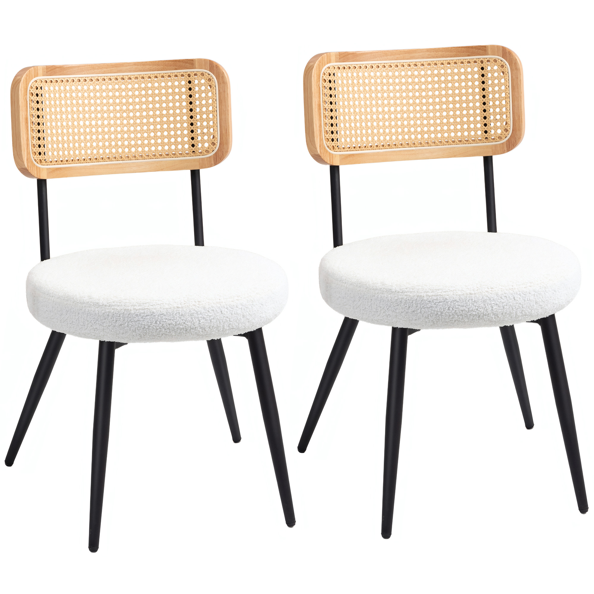 HOMCOM Set mit 2 boho Esszimmerstühlen mit Rattan-Rückenlehne, gepolstertem günstig online kaufen