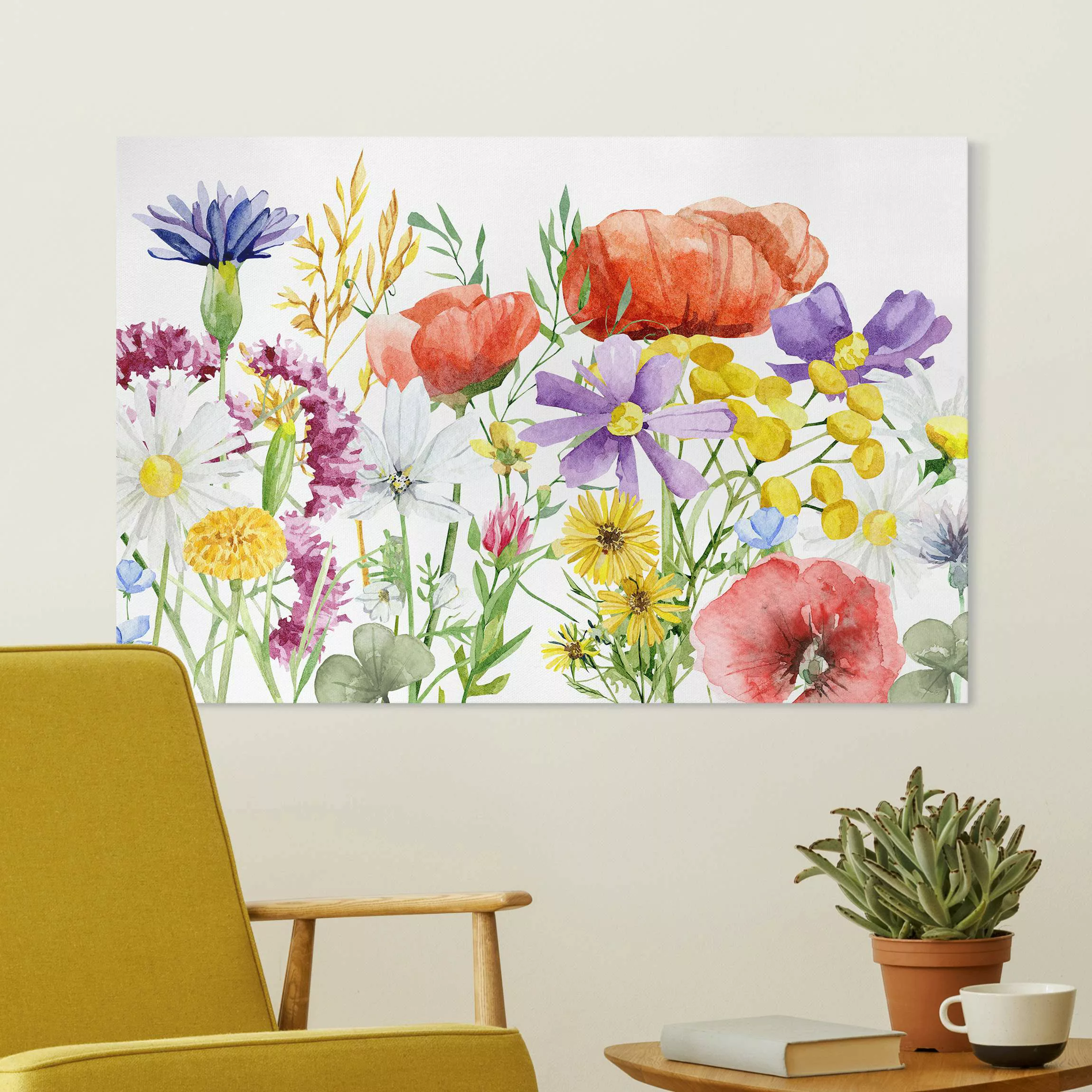 Leinwandbild Aquarellierte Blumen günstig online kaufen