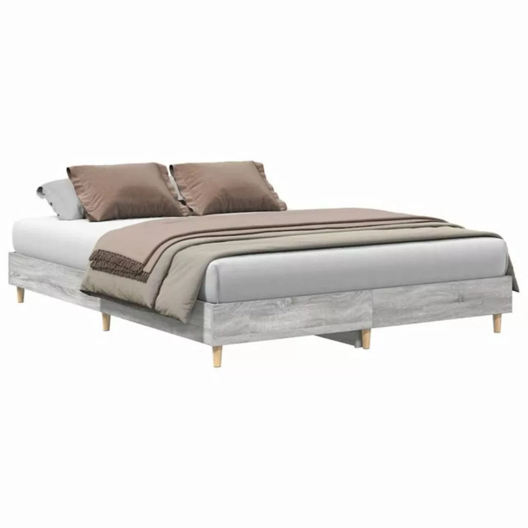 vidaXL Bett Bettgestell ohne Matratze Grau Sonoma 150x200 cm Holzwerkstoff günstig online kaufen