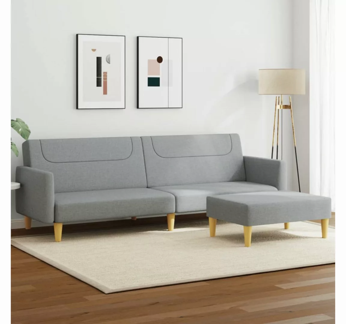 vidaXL Sofa Schlafsofa 2-Sitzer mit Fußhocker Stoff, Modell 3, Hellgrau günstig online kaufen