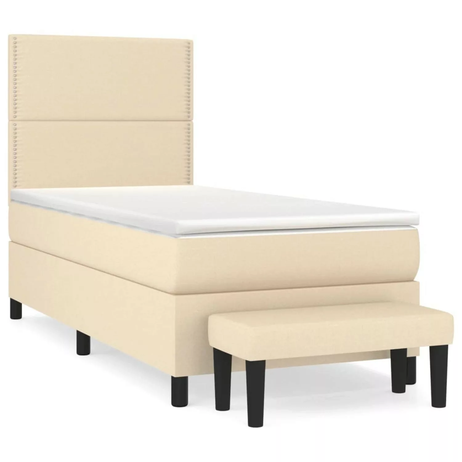 vidaXL Boxspringbett Boxspringbett mit Matratze Creme 100x200 cm Stoff Bett günstig online kaufen